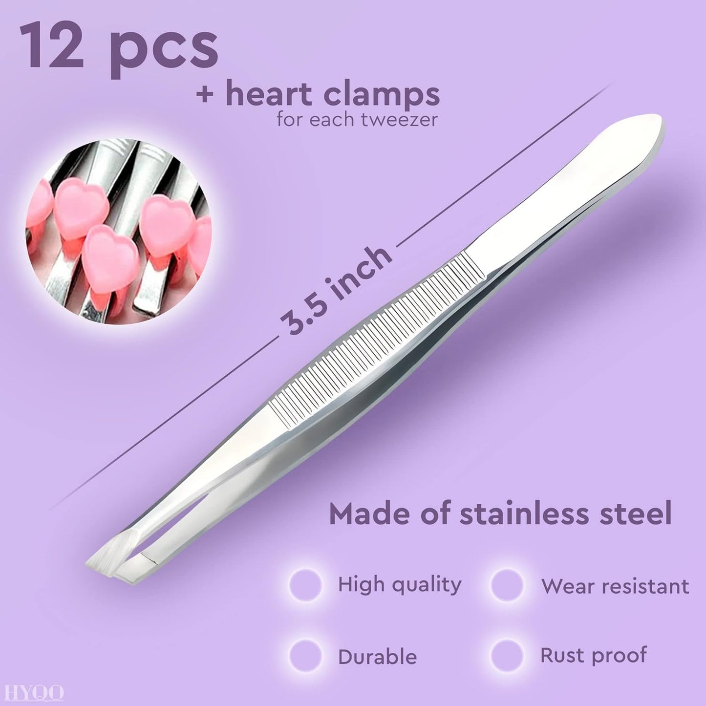 12Pcs Stainless Steel Tweezers Ingrown Hairs - Precision Tweezers for Fine Hair Remover for Women Eyebrow Tweezers for Women Hair Accessories - Hair Tweezers for Plucking Facial Hair Removal for Women