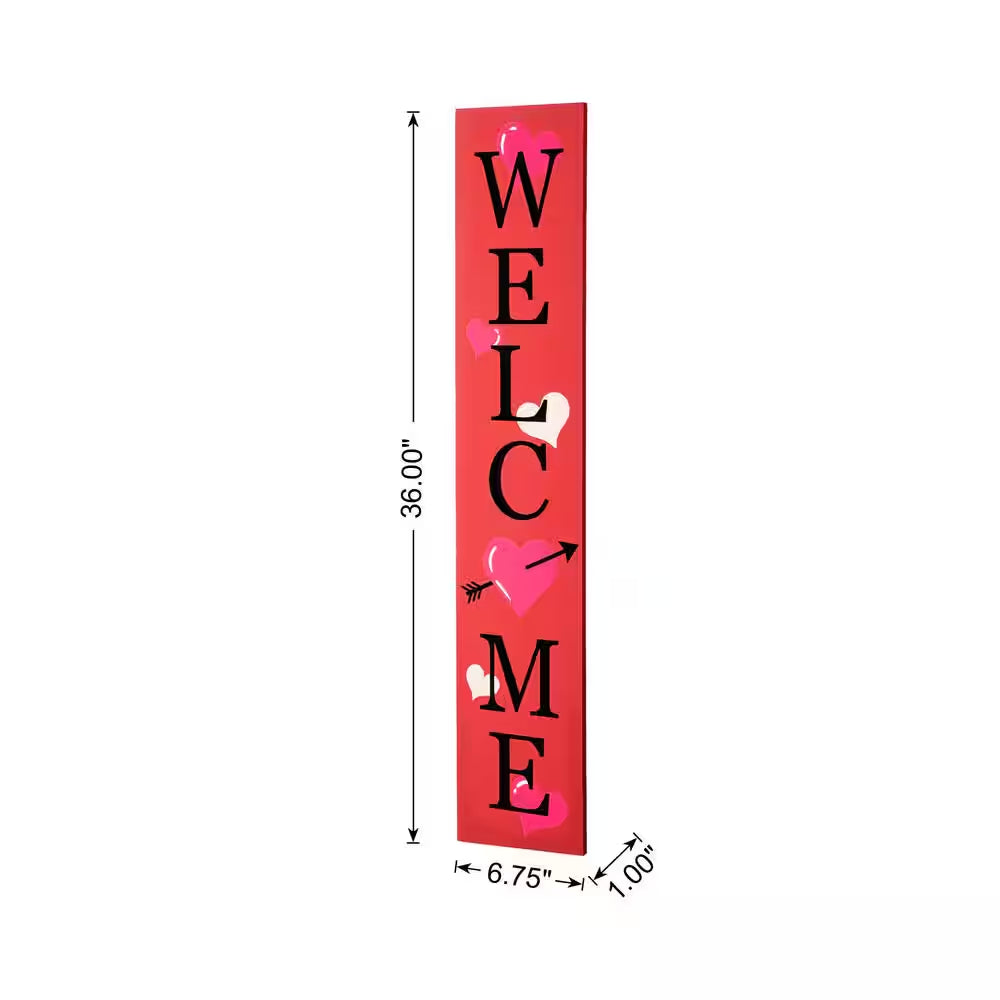 36 In. H Valentine'S Wooden Welcome Porch Sign