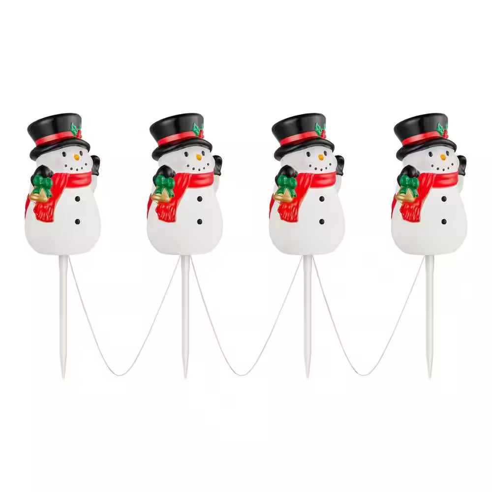 4-Pack LED Snowman Pathway Lights with Timer