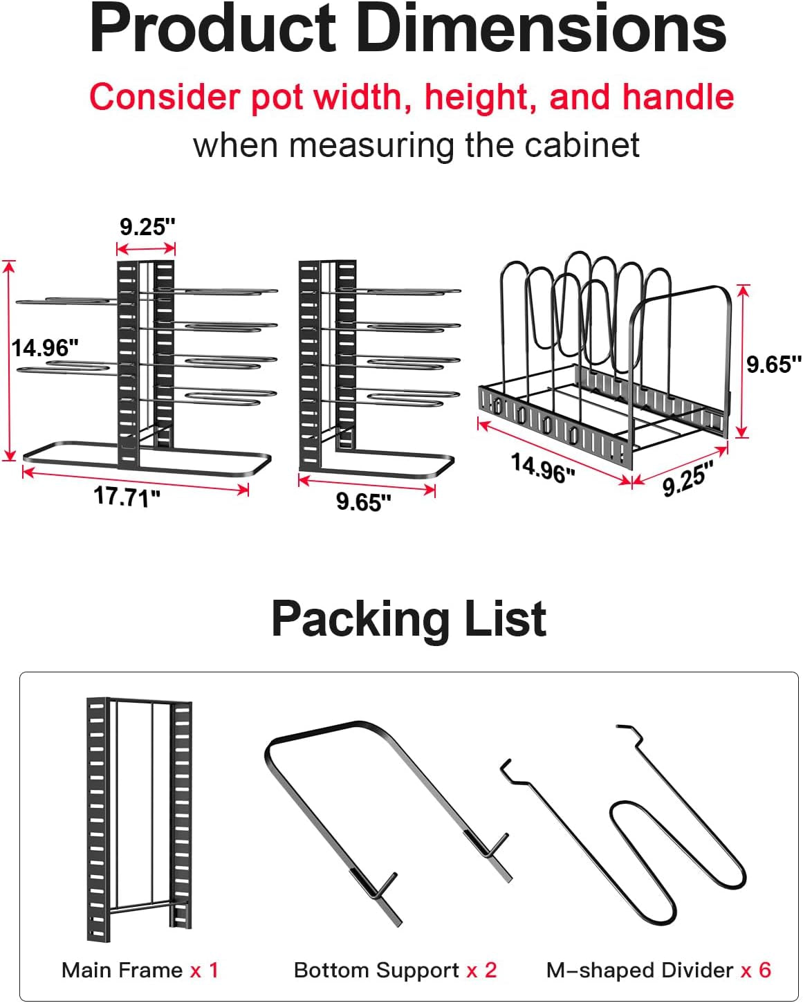 Pots and Pans Organizer : Rack under Cabinet, 8-Tier Kitchen Cabinet Organizers and Storage, Light-Duty Adjustable Pot Racks, Pan Organizers inside Cabinet with 3 DIY Methods