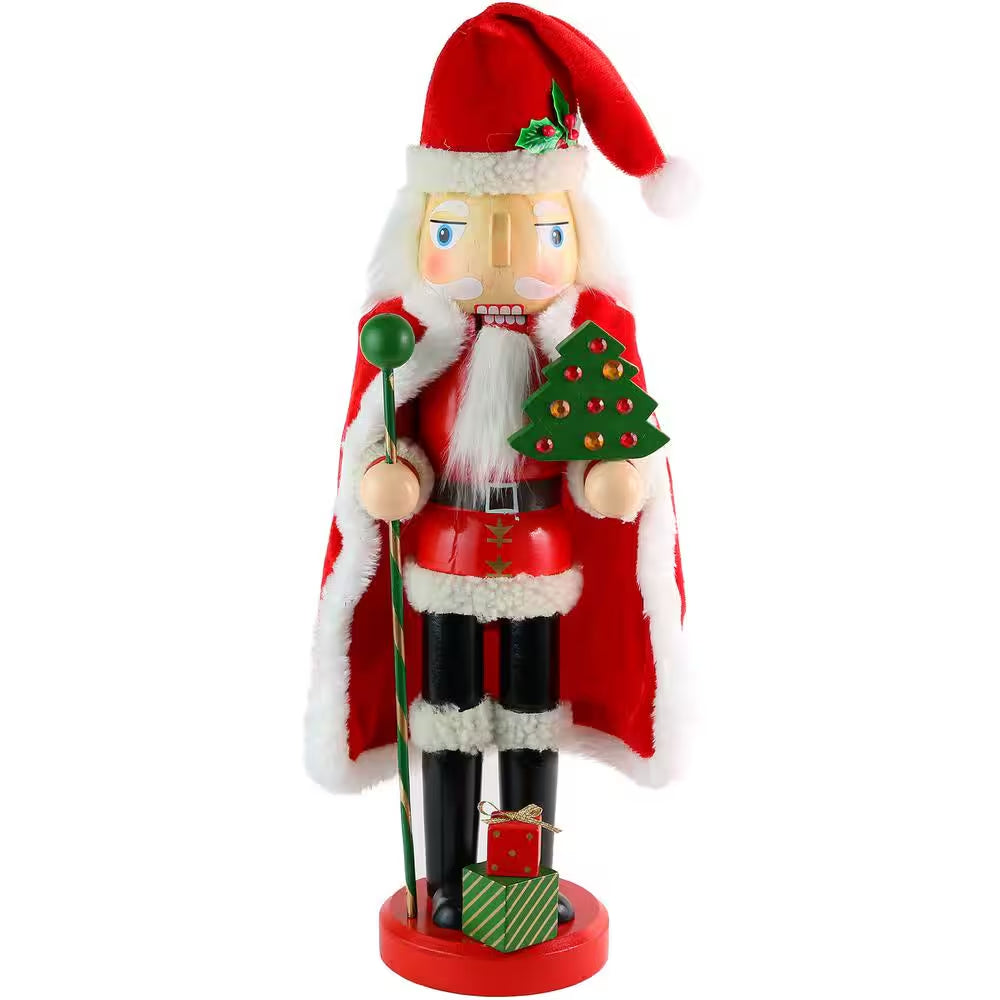 13.5 In. Wooden Santa Nutcracker- Holiday Nutcracker Santa Figure Home Decoration