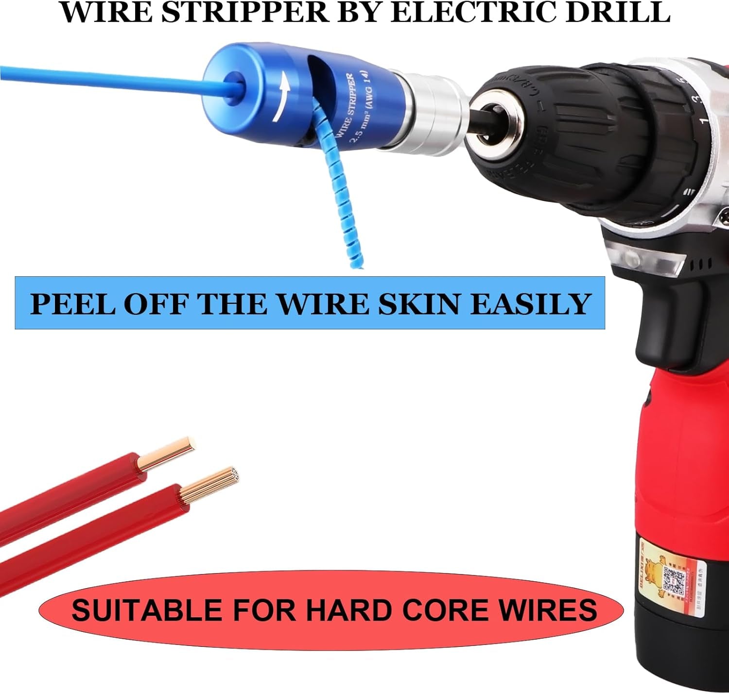 Wire Stripper for Drill Wire Twister for Electric Drill Wire Stripping and Twisting Tool Fast Wire Twisting Tool Kit Wiring Wire Twisting Connector Tools