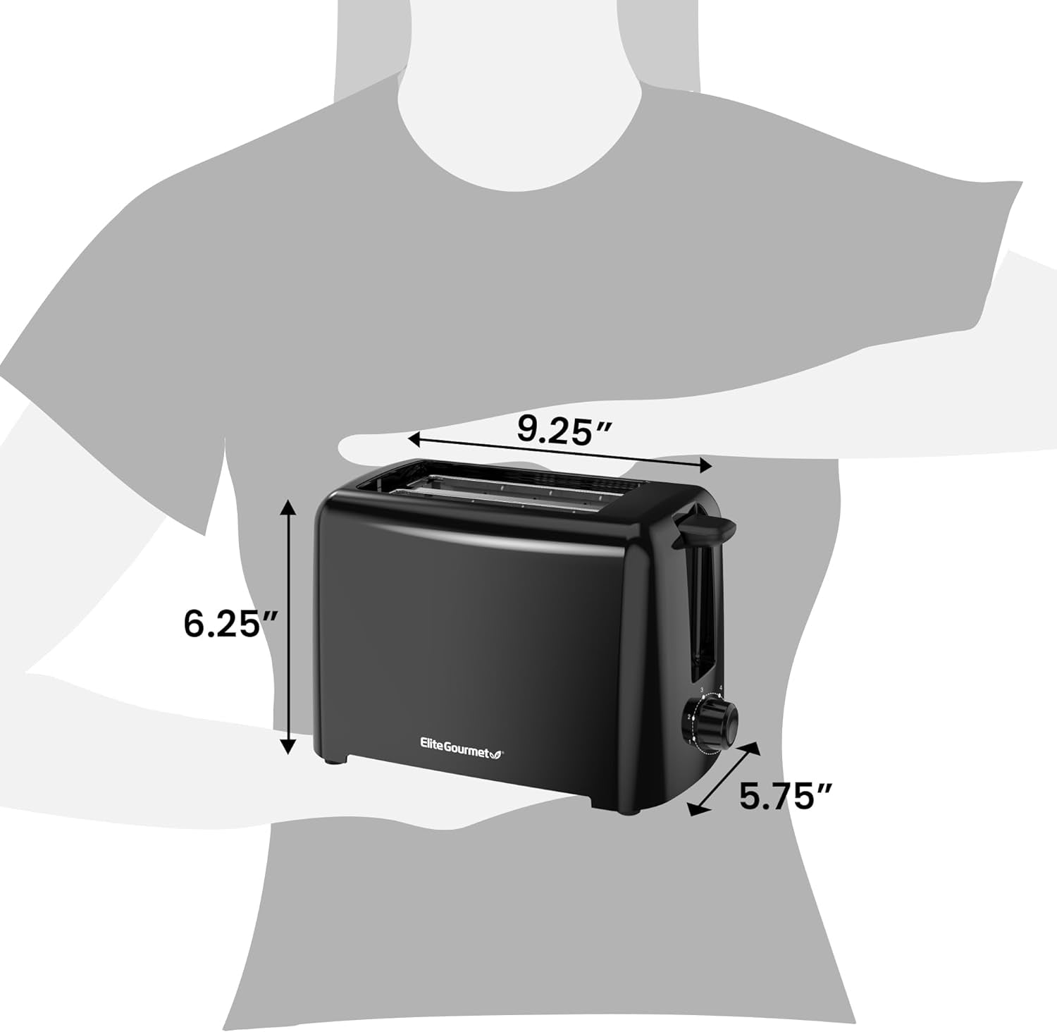 ECT1027B Cool Touch Toaster with 6 Temperature Settings & Extra Wide 1.25" Slots for Bagels, Waffles, Specialty Breads, Puff Pastry, Snacks, ETL Certified, 2 Slices, Black