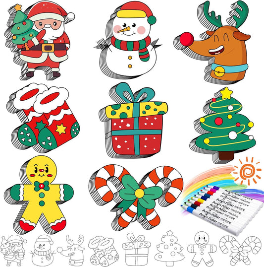 48 Pcs Christmas Crafts for Kids Color Your Own Christmas Caft Magnets, DIY Items for Operation Christmas Child for Classroom Decoration Art Activities Party Favors (Chrismas)