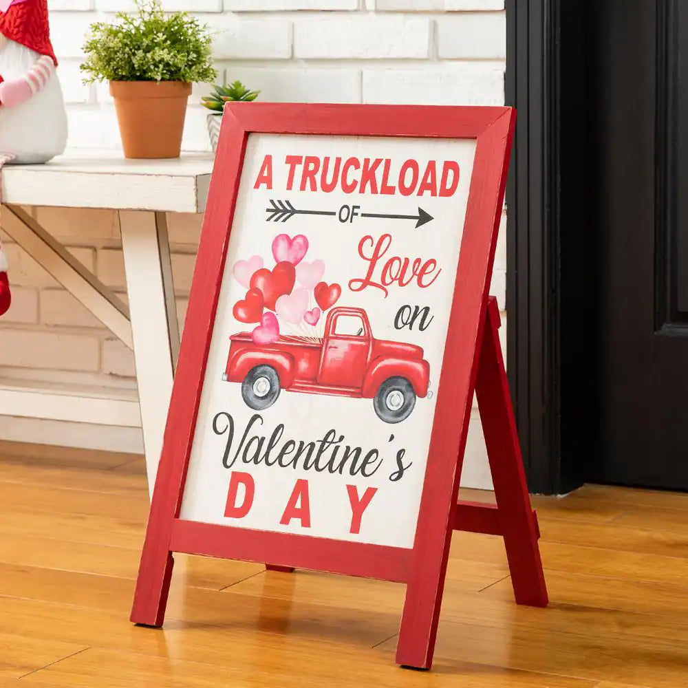 24 In. H Valentine'S Wooden Truck Porch Sign/Standing Decor