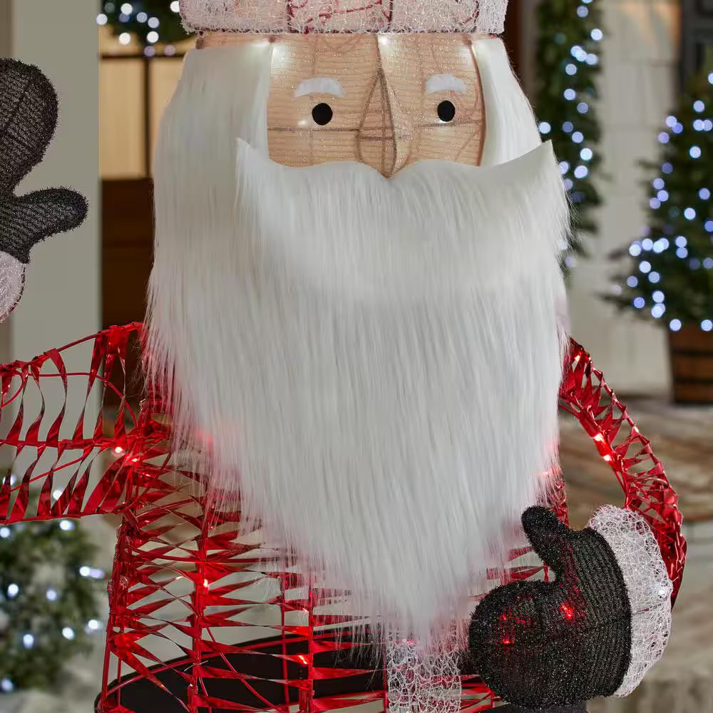 6 Ft. Iridescent Twist LED Sparkle Santa Holiday Yard Decoration Y27