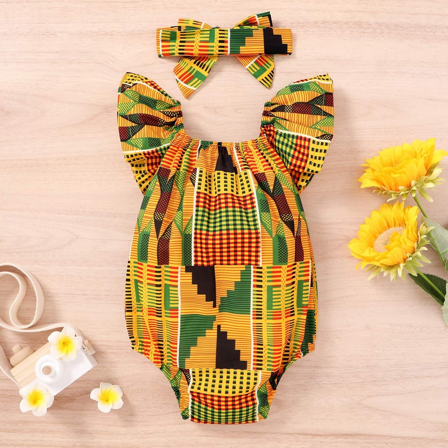 YOUNGER TREE African Baby Clothes Girl Dashiki Ankara Outfit Set