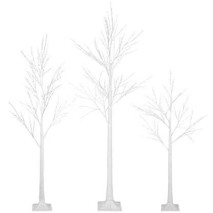 6/5/4 Ft. Indoor/Outdoor Pre-Lit Artificial Christmas Tree Birch Tree with LED Lights (1 Set Contains 3 Sizes)