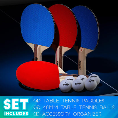 Ping Pong Paddle Set with Balls - 2 Player & 4 Player Table Tennis Paddle Kit - Full Ping Pong Starter Kit