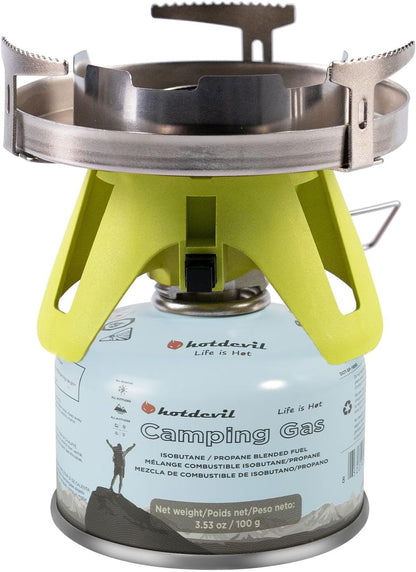 Portable Bottletop Propane Camping Stove with 1-Burner, Wind Baffles & Pressure Regulator for Outdoor Cooking, Hiking, Backpacking, Camping.