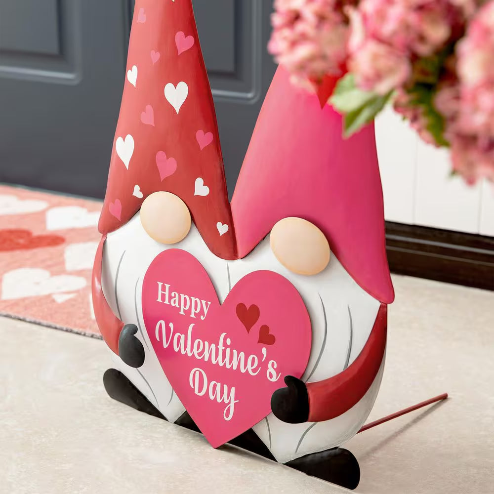 30 In. H Valentine'S Metal Gnome Couple Yard Stake(Kd, 3 Function)