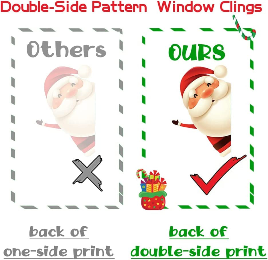 82PCS Christmas Snowflake Window Clings Stickers for Glass, Xmas Decals Decorations Holiday Snowflake Santa Claus Reindeer Decals for Party