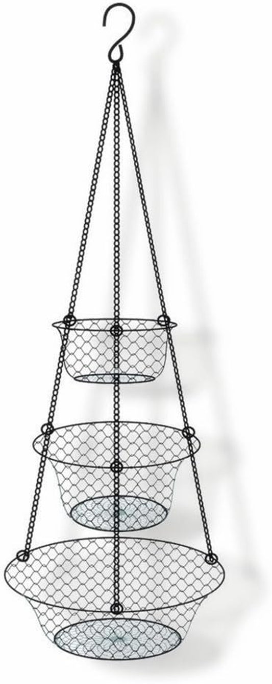 3-Tier Hanging Basket, Storage Organizer for Fruits,Vegetables, Accessory, Perfer for Kitchen and Bathroom