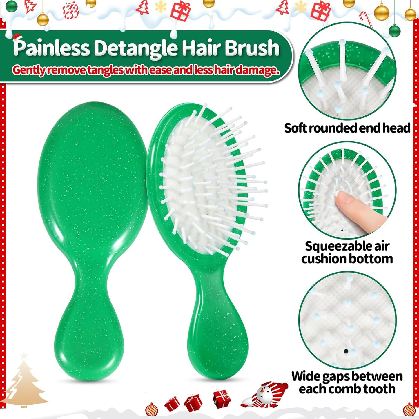 12 Set Hair Brush for Christmas Gifts - Mini Travel Hairbrush for Dry Wet Hair Detangle Hair Brush for Girls Boys Women Men Operation Christmas Child Bulk Items Stocking Stuffers Gift