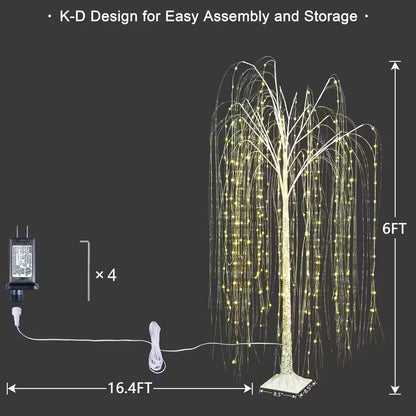 6 Ft. 28 8-Light Warm White Lighted Willow Tree LED Tree Halloween Decor for Indoor Outdoor Decoration