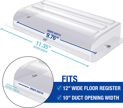 Magnetic Vent Air Deflector for Ceiling, 11" Total Width (Compatible with 10" Wide Ducts), 6" Long, 1.2" Tall, Low-Profile, Non-Adjustable, for Ceilings, Sidewalls and Floors - 2 Pack