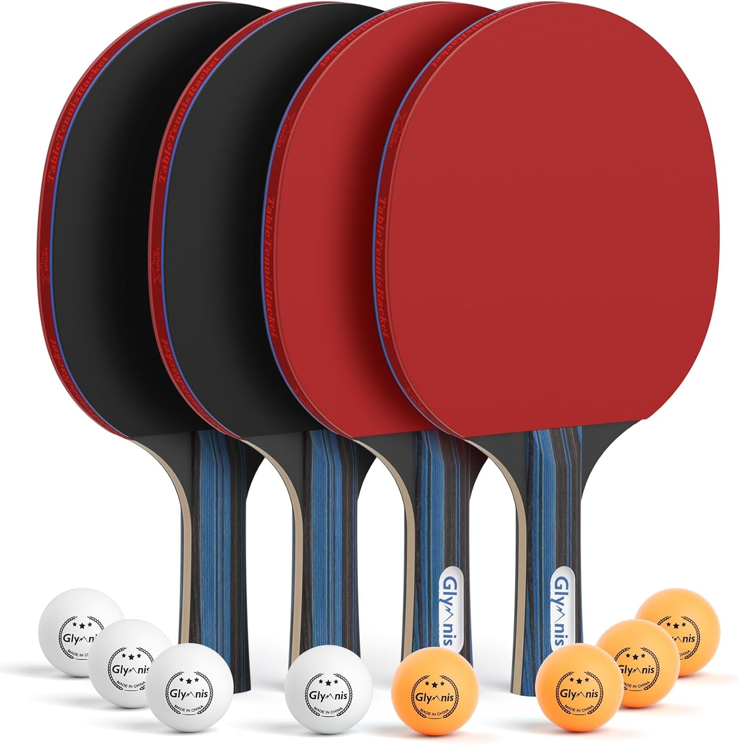 Ping Pong Paddles Set Table Tennis Rackets with Balls, Storage Case for Indoor Outdoor Table Tennis Paddle Game Accessories