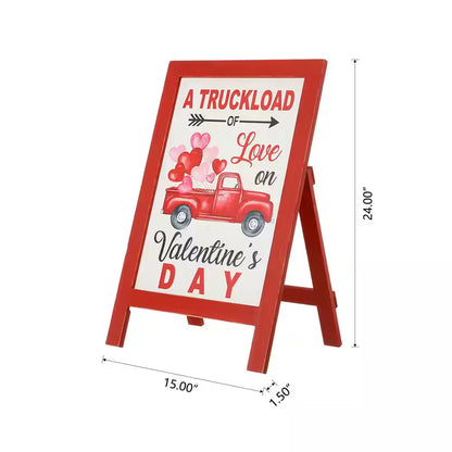 24 In. H Valentine'S Wooden Truck Porch Sign/Standing Decor