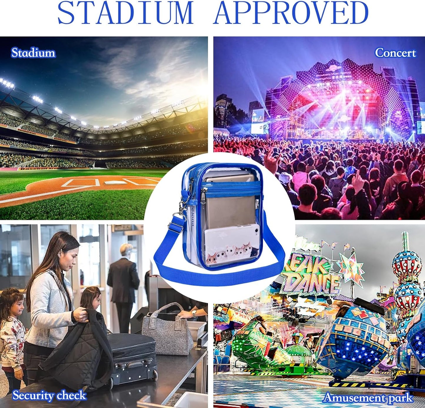 Clear Purse Stadium Clear Messenger Bag Stadium Approved for Men and Women Clear Crossbody Bag