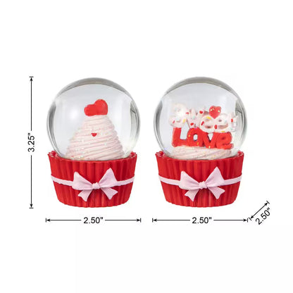 Valentine'S 3.25 In. H Resin Cupcakes Waterglobes (Set of 2)