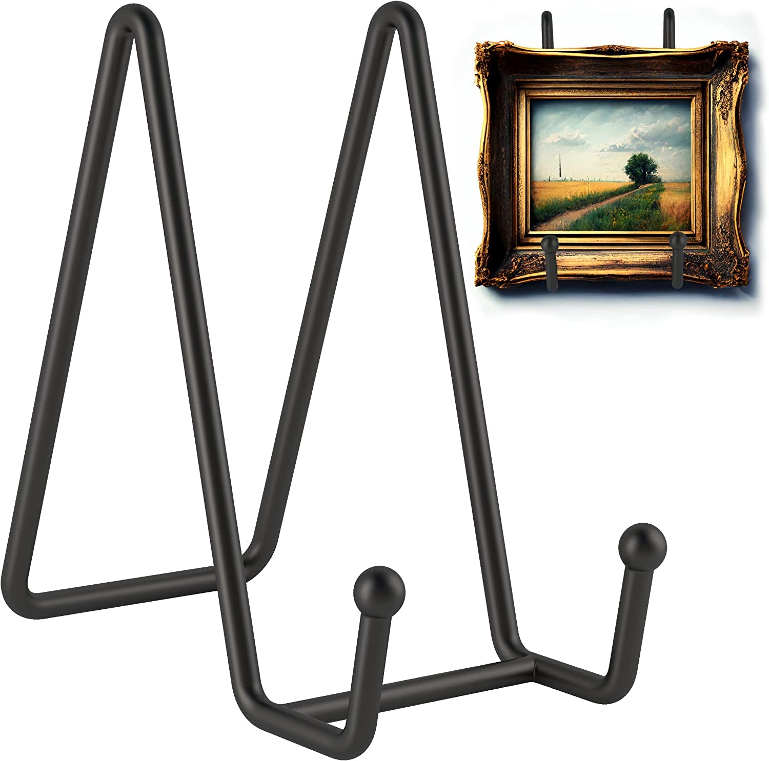 Set of 2 Black Iron 6-Inch Plate Stands for Display - Versatile Metal Holders for Plates, Pictures, Books, and Artistic Works