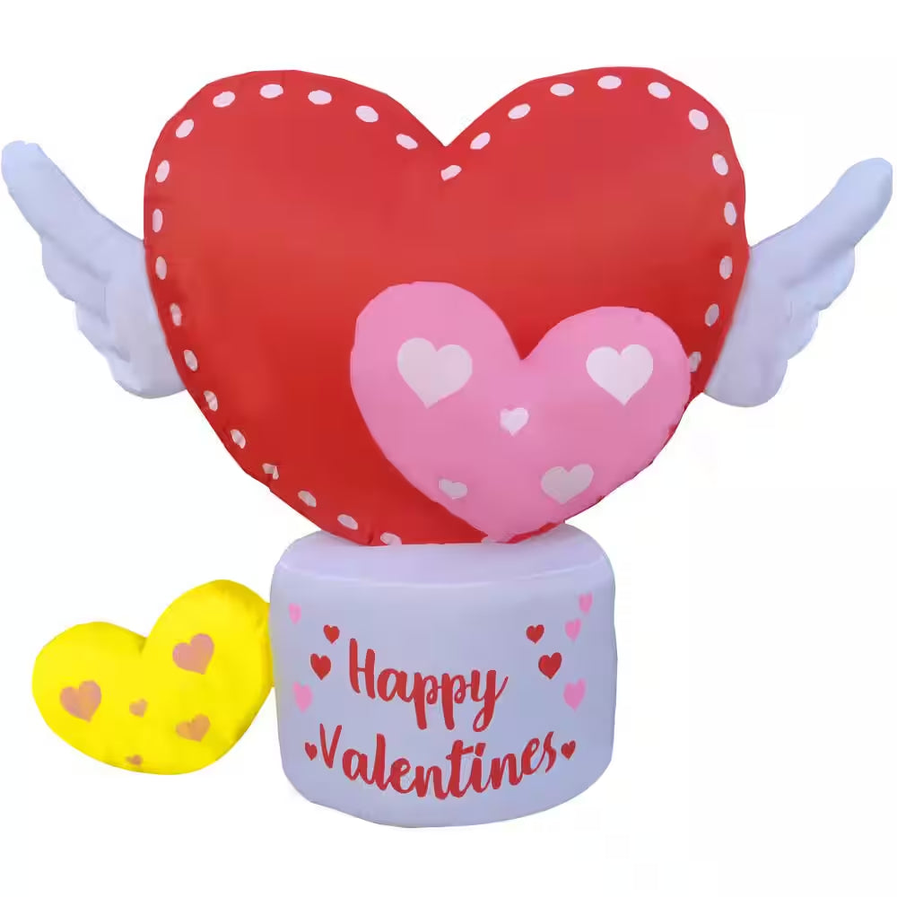 5 Ft. Light up Valentine'S Day Flying Hearts with Wings Inflatable