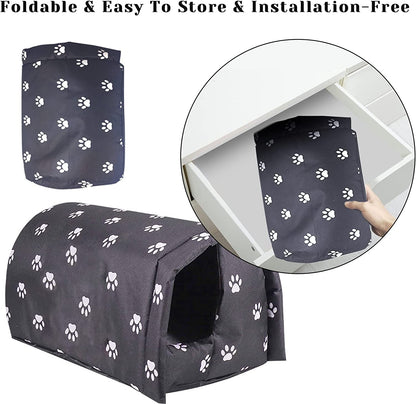 Stray Cats Shelter, Waterproof Outdoor Cat House Foldable Warm Pet Cave for Winter Wild Animal Tent Bed Anti-Slip Kitten Cave for Feral Cat Dog Puppy Weatherproof Black