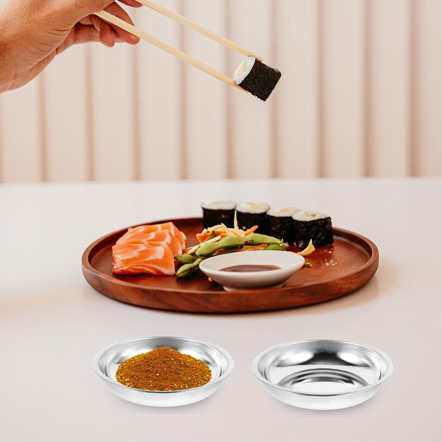 10Pcs Disc Set Food Sauce Dish Stainless Steel Saucer Kitchen Tableware Mustard Bowls Sauce Dishes Seasoning Dish Mustard Plate Dessert Dish Appetizer Serving Plate Dessert Plates