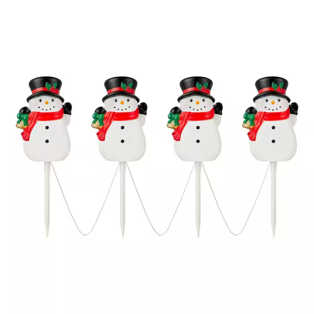 4-Pack LED Snowman Pathway Lights with Timer