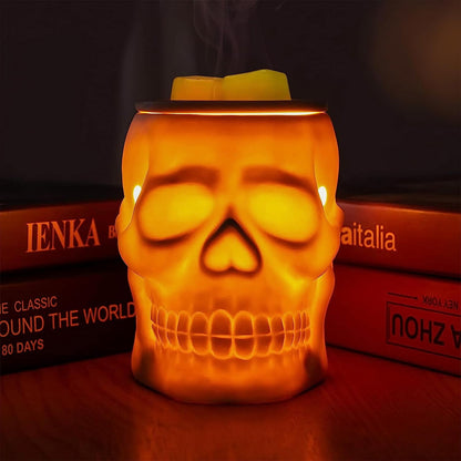 Halloween Wax Melt Warmer, Ceramic Skull Scentsy Wax Warmer for Scented Wax Melts, Electric Wax Melter Warmer for Candle & Fragrance Cubes