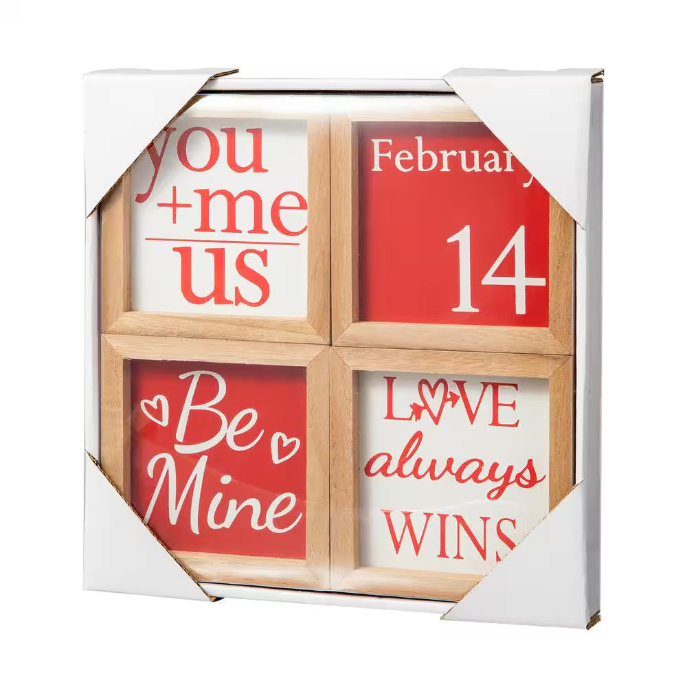 Valentine'S 4 In. H Wooden Block Table Decor (Set of 4 )