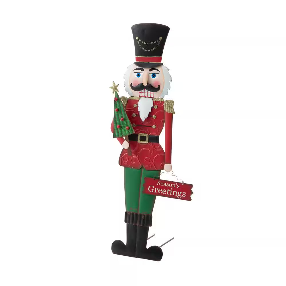 36 In. H Metal Nutcracker Yardstake or Standing Decor or Wall Decor (KD, 3 Function)