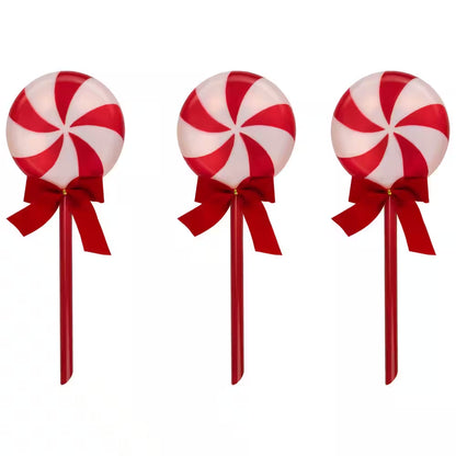 Set of 3 Peppermint Candies Christmas Pathway Markers 16 In.