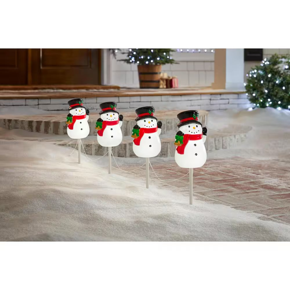 4-Pack LED Snowman Pathway Lights with Timer