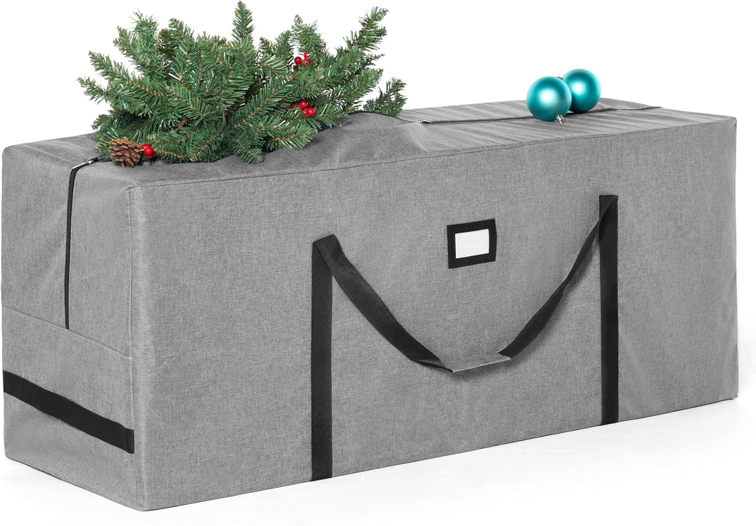 Christmas Tree Storage Bag - for 7.5 Ft Artificial Disassembled Holiday Tree - Heavy Duty 900D Oxford Fabric Waterproof Xmas Tree Bag with Durable Reinforced Handles & Dual Zipper, Grey