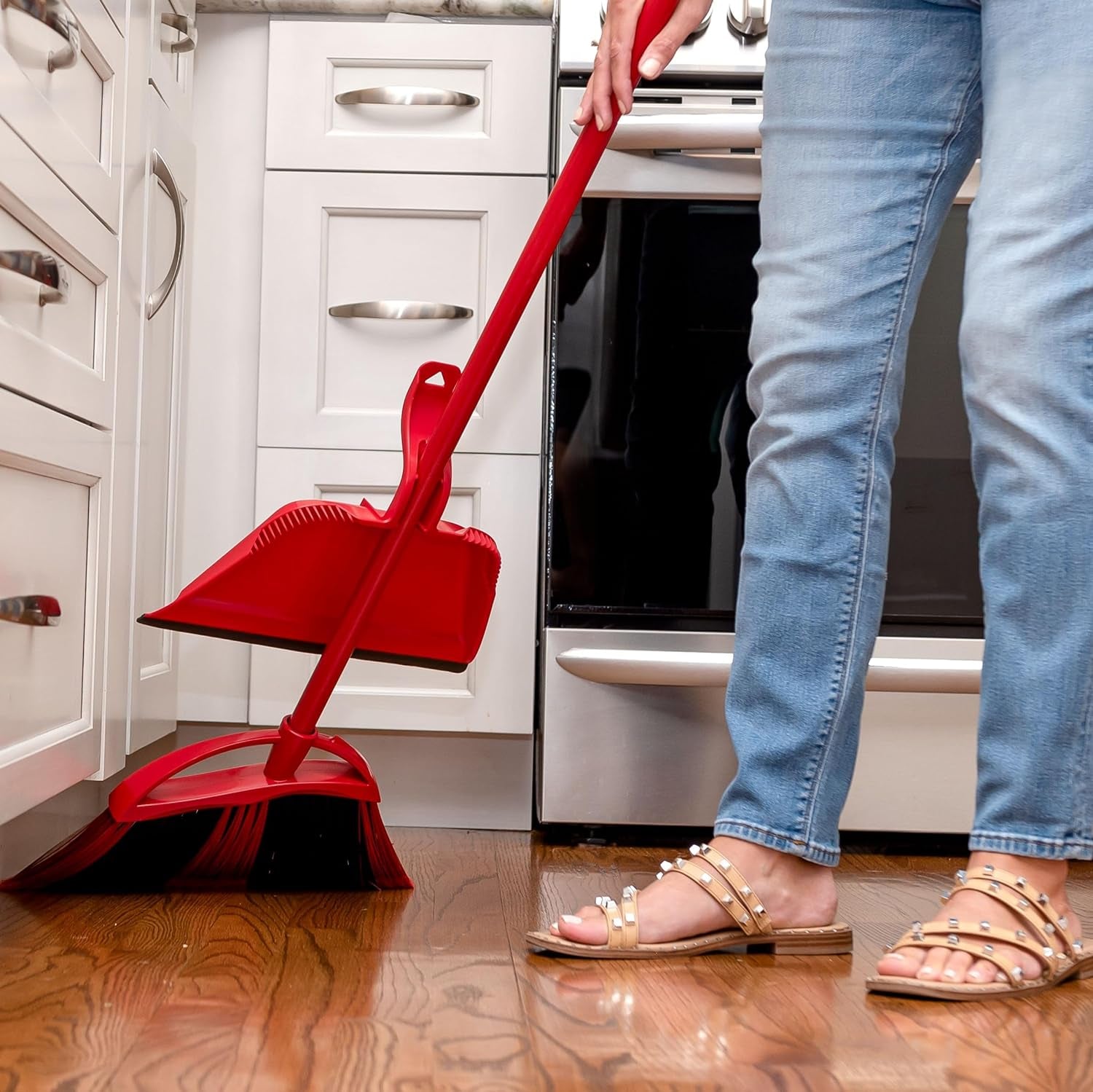 One Sweep Broom with Step-On Dustpan | Remove 99% with One Sweep | Lightweight Quiet Cleaning Tool | Ideal for Pet Owners