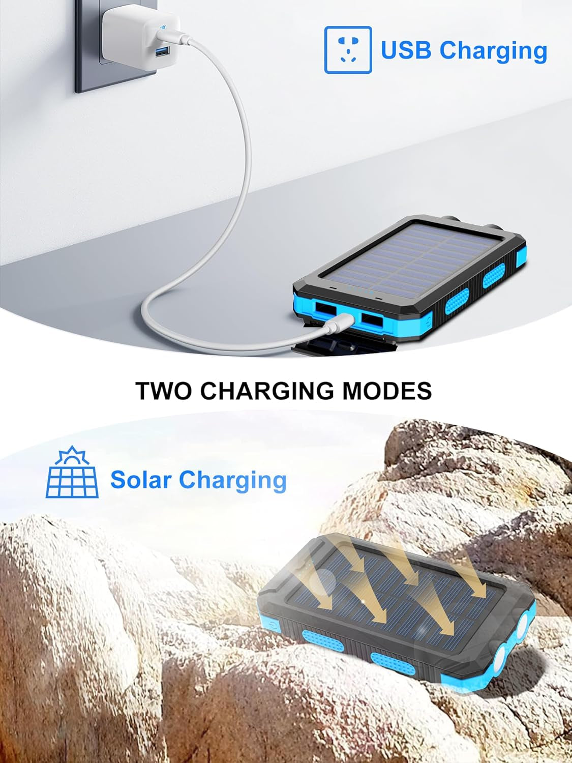 Solar Charger,38800Mah Portable Solar Power Bank,Waterproof External Backup Battery Power Pack Charger with USB C/LED Flashlights Compatible with Iphone,Tablet,Android,Suitable for Outdoor Camping