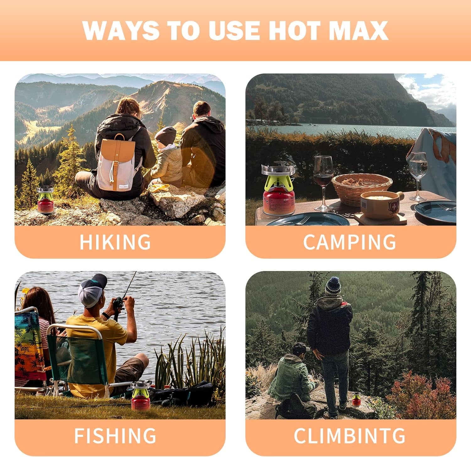 Portable Bottletop Propane Camping Stove with 1-Burner, Wind Baffles & Pressure Regulator for Outdoor Cooking, Hiking, Backpacking, Camping.