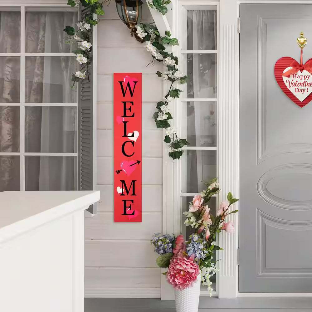 36 In. H Valentine'S Wooden Welcome Porch Sign