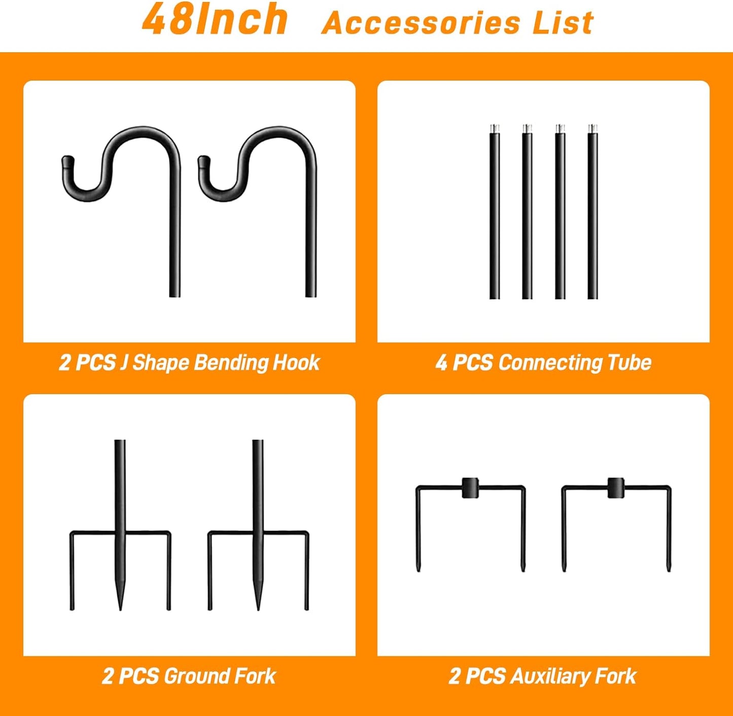 Heavy-Duty Adjustable Shepherd's Hooks - 48-Inch (2-Pack) for Bird Feeders, Lanterns, and Plant Hangers with 5-Prong Base for Outdoor Use and Weddings