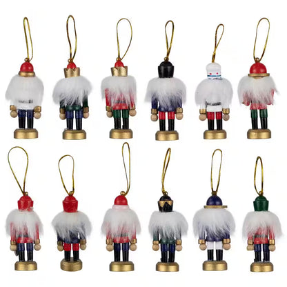 12-Piece Set of Red and Blue Mini Decorative Christmas Nutcracker Ornaments 3.25 In.