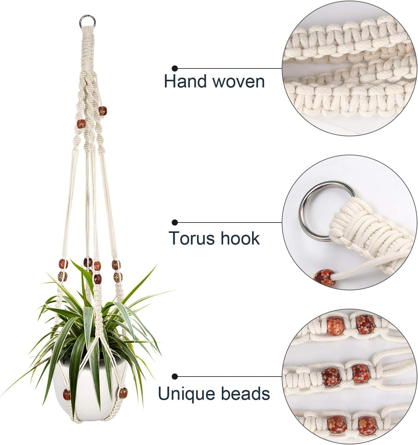 Augshy Macrame Plant Hanger, 2 Packs Plant Hangers, Hanging Planter for Indoor Plants Decorative Macrame Pot Hanger for Home Decor