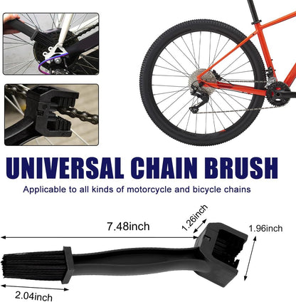 2 PCS Motorcycle Chain Brush, Chain Cleaning Crankset Brush Tool, Chain Gears Maintenance Cleaning Brush for Motorcycle Bicycle Scooter Tricycle, Motorcycle Accessories (Black)