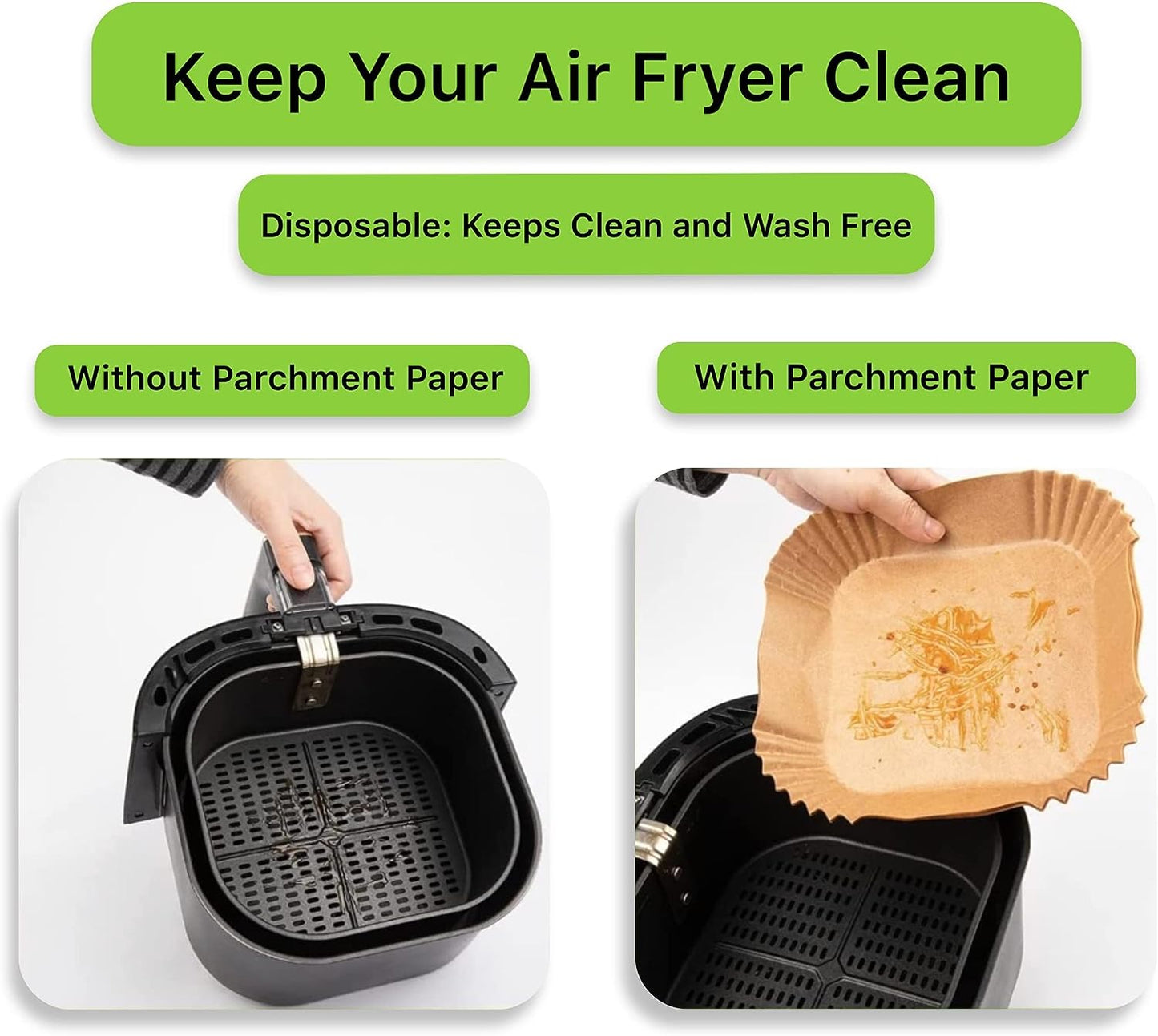 50Pcs Air Fryer Liner, Baking Disposable Air Fryer Parchment Paper, Multipurpose Oil-Absorbing Paper Tray