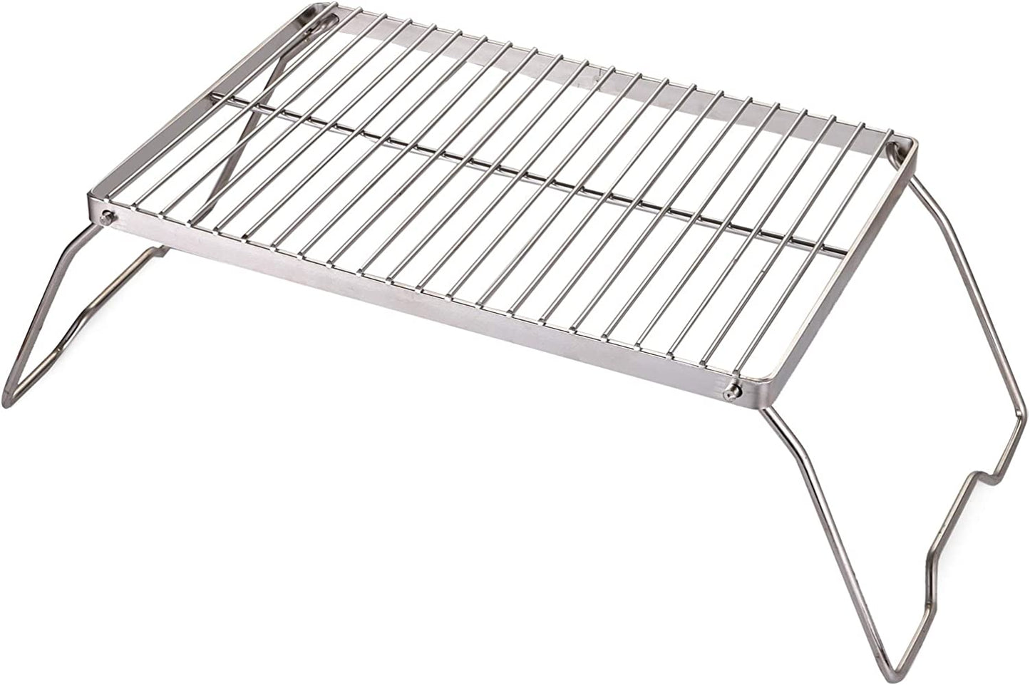 Portable Folding Campfire Grill with Carrying Bag, Heavy-Duty 304 Stainless Steel Barbecue Grate for Outdoor Camping, Picnics, and Backpacking - 13.6" x 9" x 6.5"