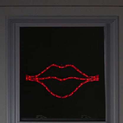 17.5 In. 35-Count Red Mini Incandescent Lighted Lips Valentine'S Day Window Silhouette