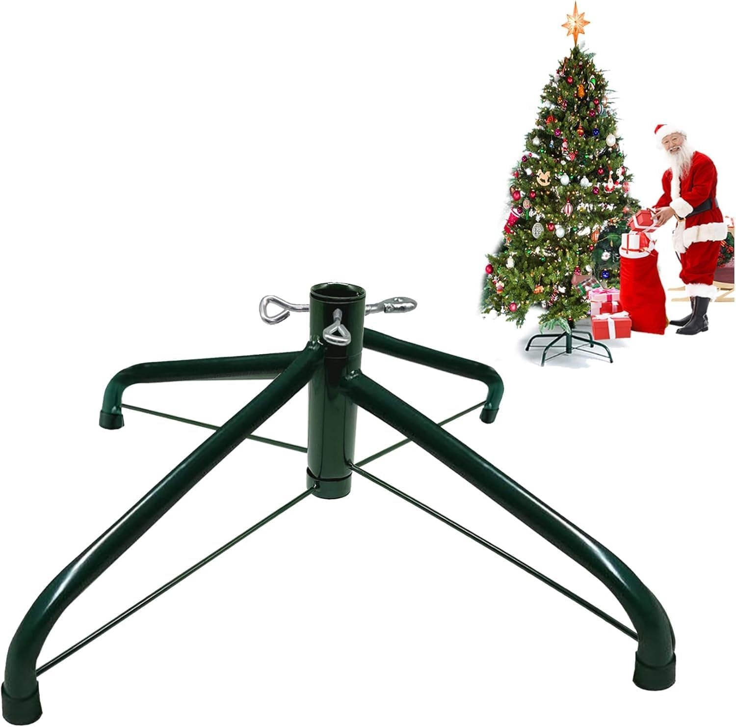 Christmas Tree Stand, 40Cm Portable Iron Metal Christmas Tree Stand for 0.5"-1.57" Tree Pole, Christmas Tree Base Stand Foldable Metal Universal Tree Stand for Xmas Tree