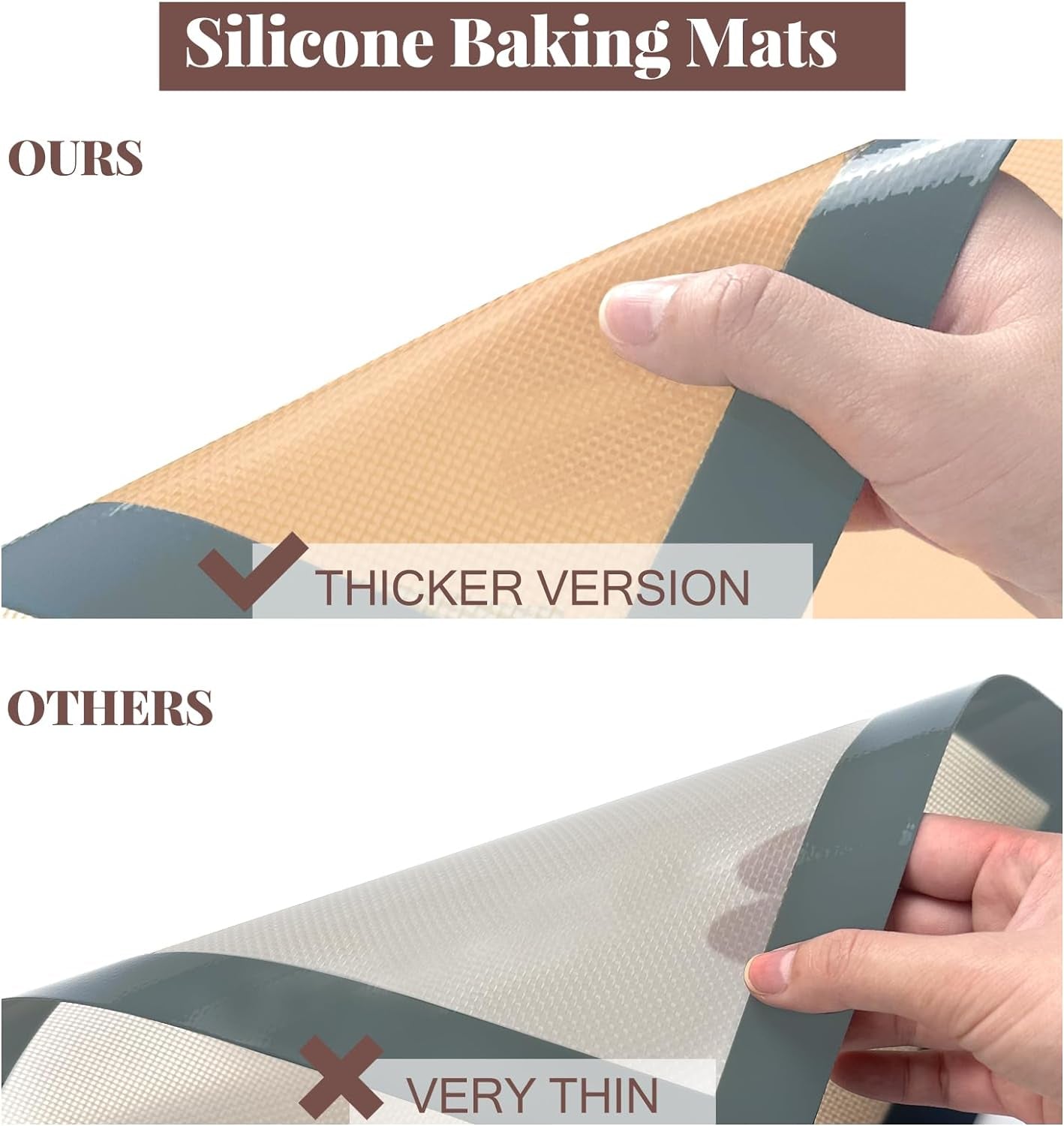 Silicone Baking Mat, 3 Pack Reusable Baking Mat, Non-Stick, Food Safe Silicone Mats for Baking, Oven Baking Sheet for Making Cookies, Macaroons, Bread