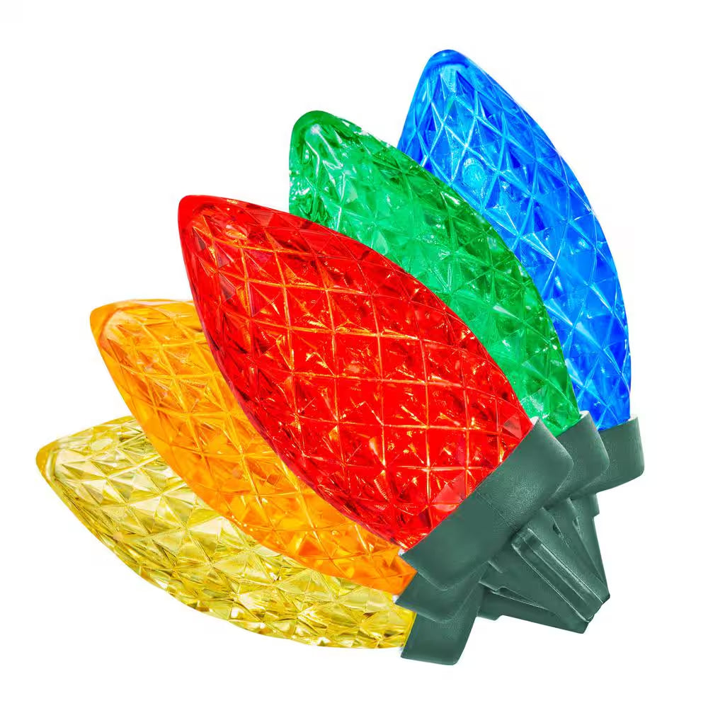 100 Count Multi-Colored Faceted C9 LED Lights