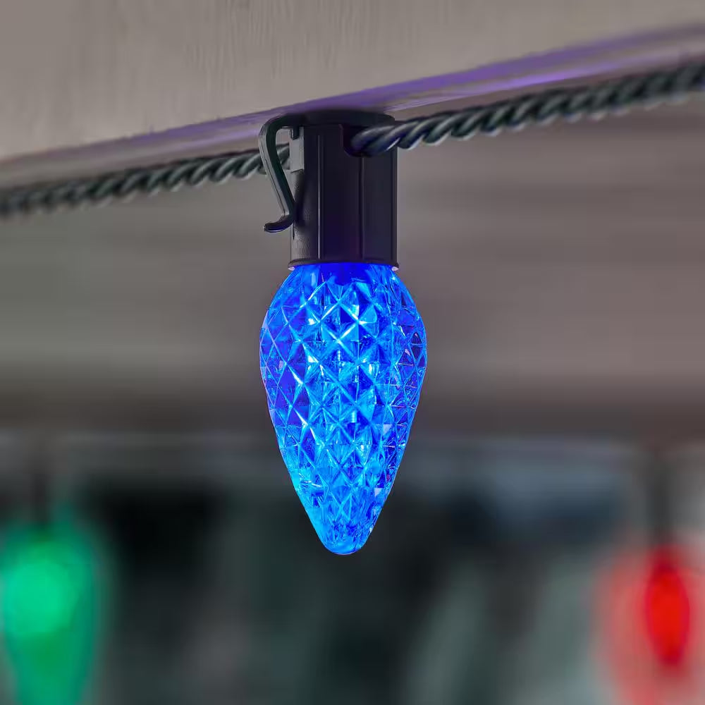 100 Count Multi-Colored Faceted Steady Lit C9 LED Lights